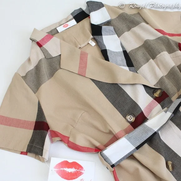 Rouge! Plaid Mini Dress in Cream and Black - Picture 7 of 9